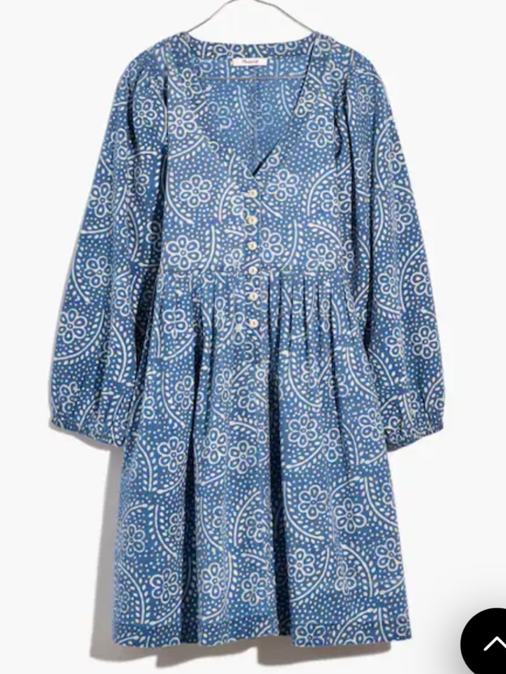 MADEWELL Bubble-Sleeve Button-Front Mini Dress in Batik Floral XS